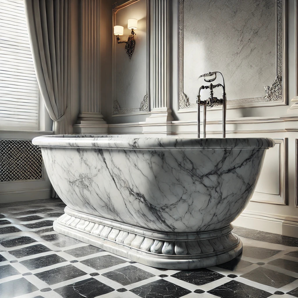 Italian Carara Luxury White Marble Freestanding Bathtub