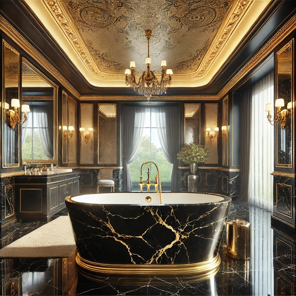 Golden Black Luxury Marble Bathtubs – Handcrafted