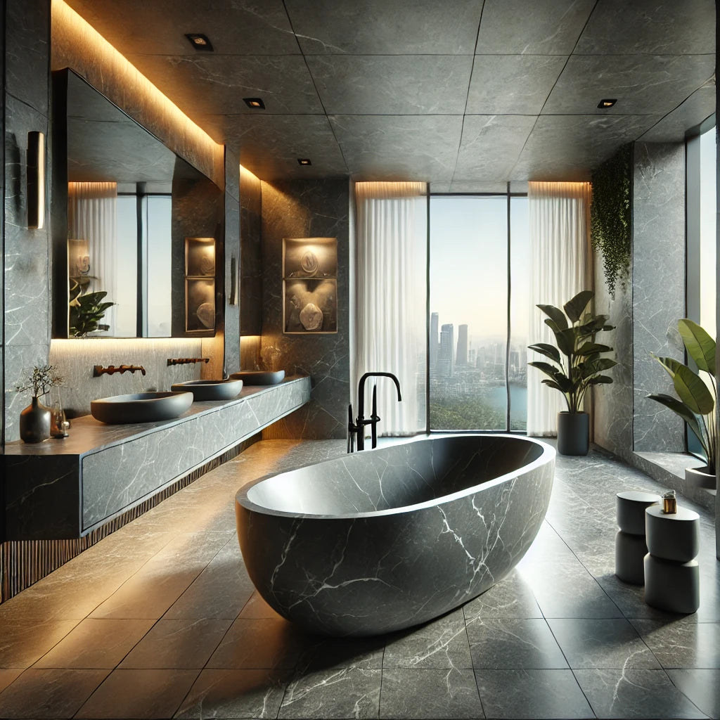 "Natural Marble Bathtub – Classic Design for Luxury Homes"