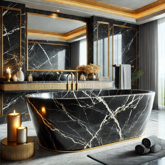 Luxury Black Marino Marble Bathtub – Handcrafted Elegance for Opulent Bathrooms